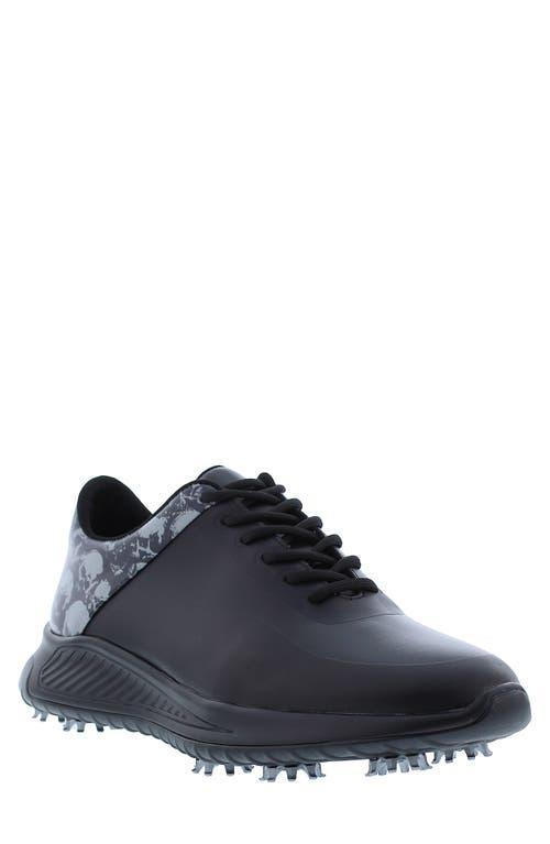 ROBERT GRAHAM Men's Austwell Leather Golf Sneakers W/ Spikes In Black Product Image