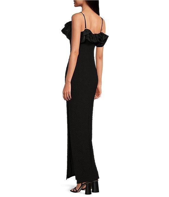 Belle by Badgley Mischka Melody Taffeta Embossed Jacquard Off-the-Shoulder Dress Product Image