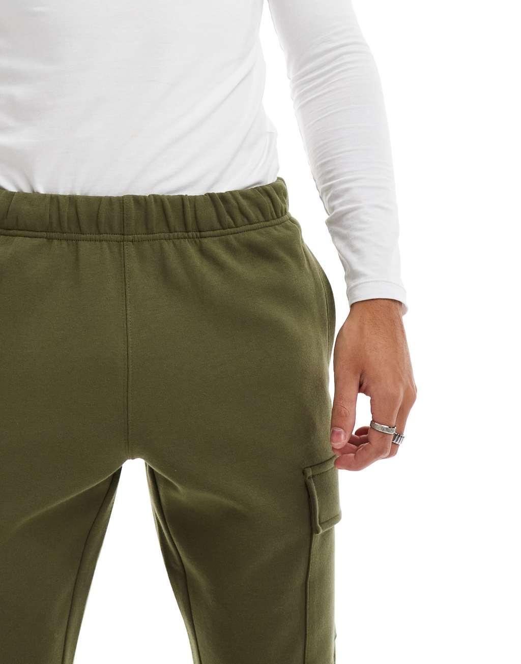 AAPE By A Bathing Ape logo cargo cuffed sweatpants in khaki Product Image