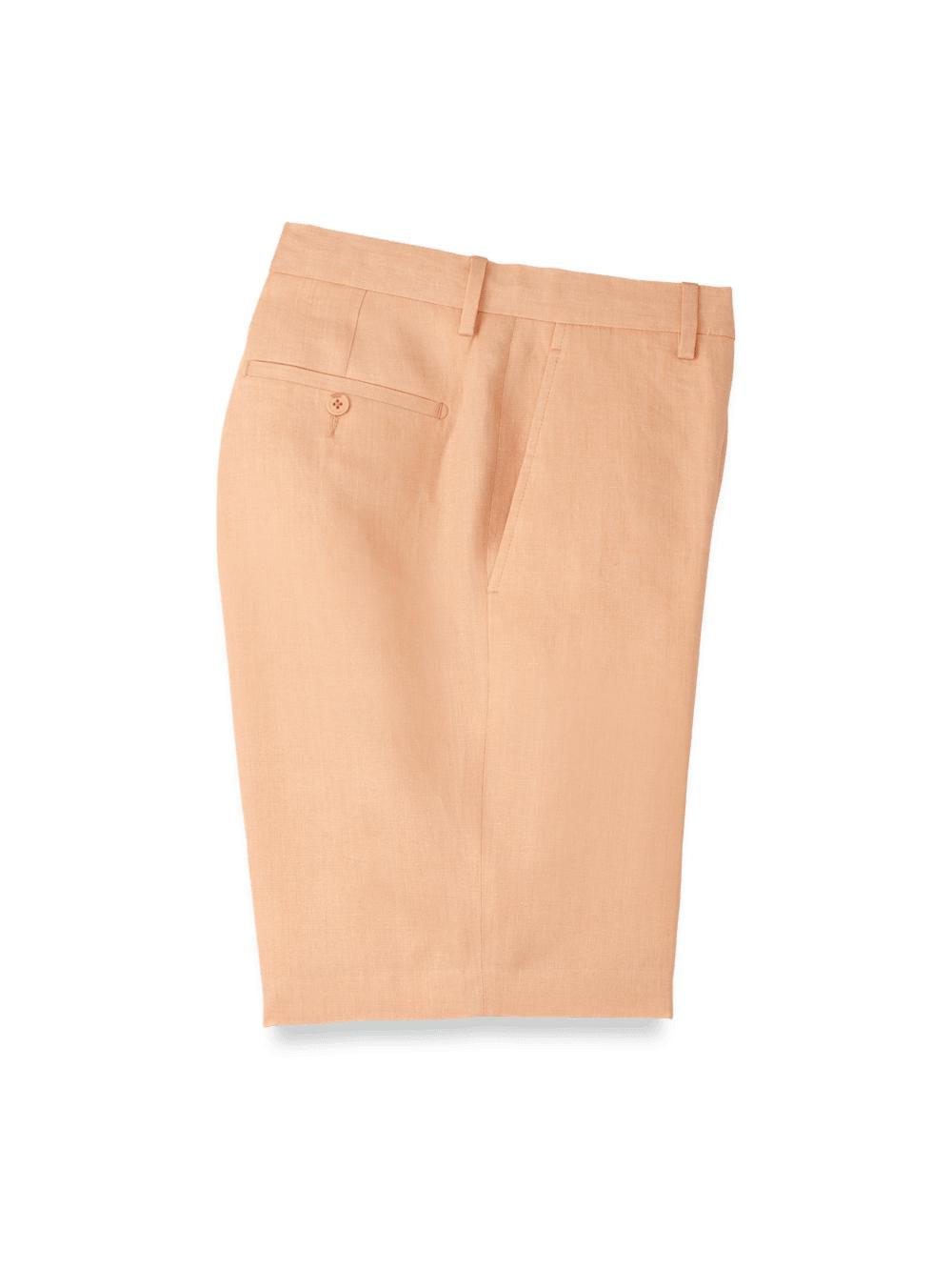 Linen Chambray Twill Flat Front Shorts - Apricot Product Image