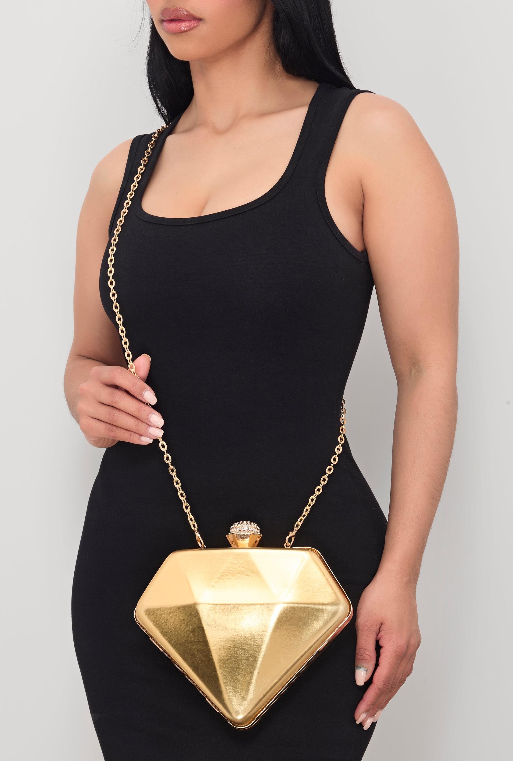 Rhinestone Studded Diamond Convertible Crossbody Handbag Female Product Image