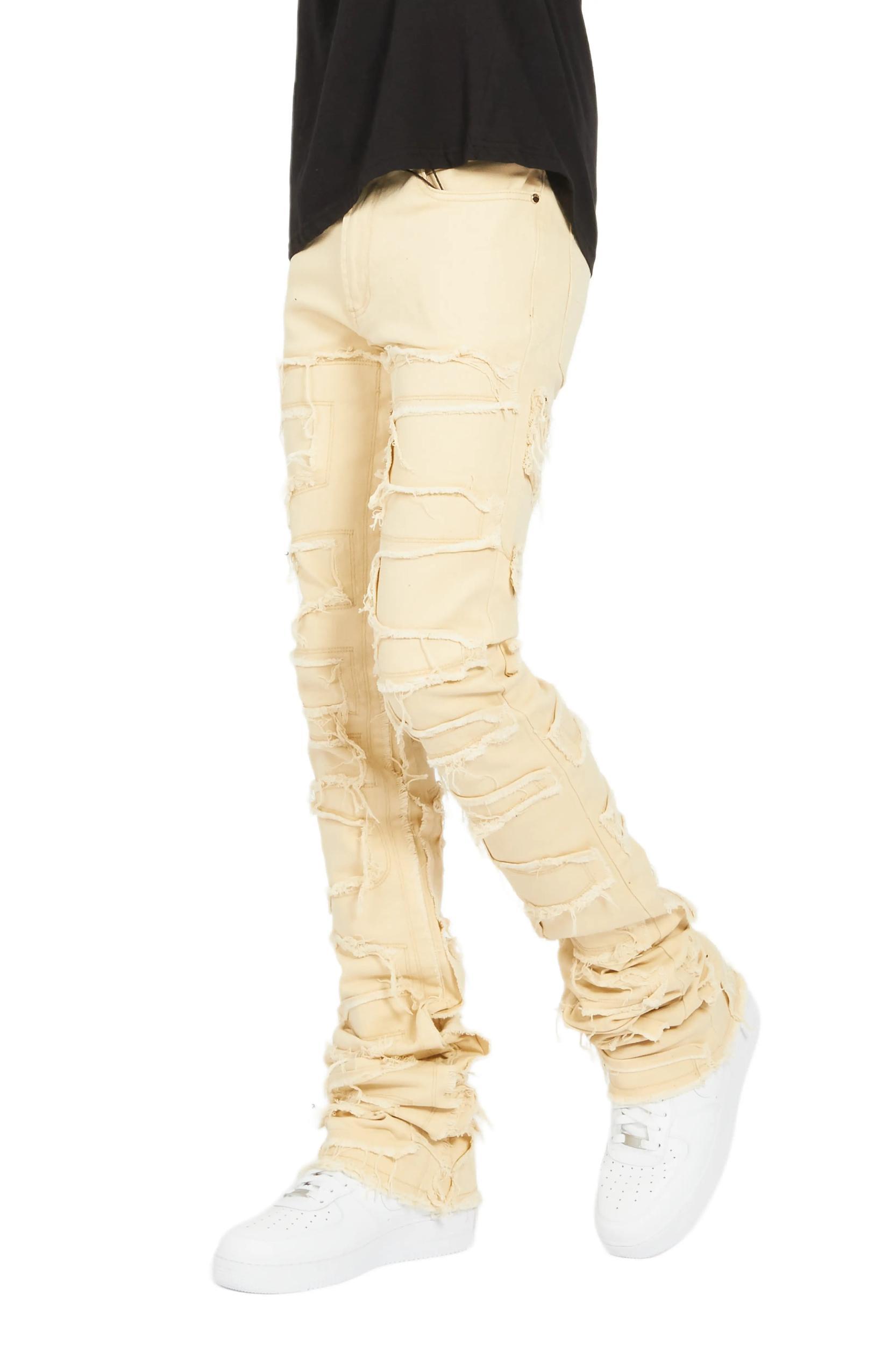 Hallie Beige Super Stacked Flare Jean Male Product Image