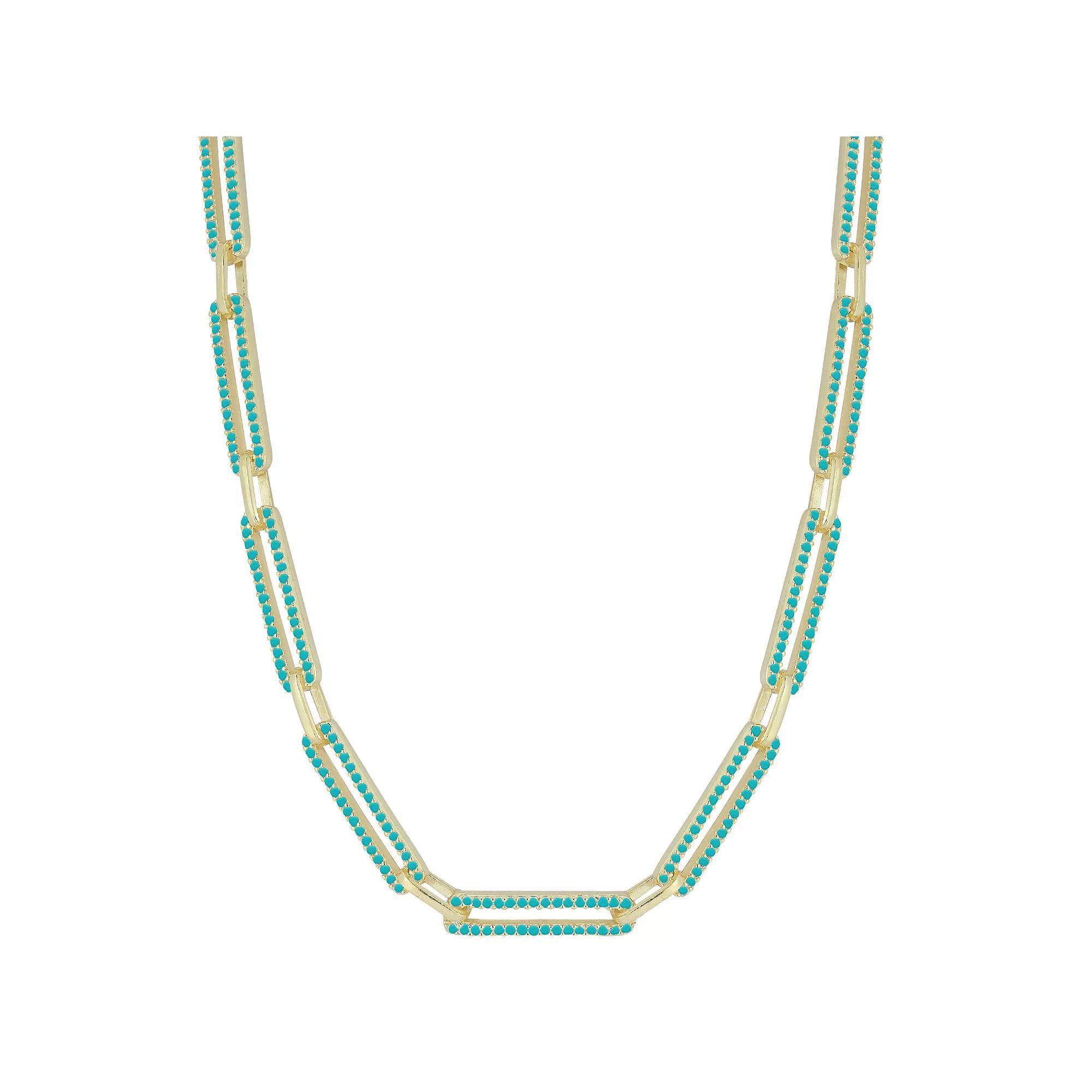 Sunkissed Sterling 14k Gold Over Silver Simulated Turquoise Necklace, Women's, Size: 16", Gold Tone Turquoise Product Image