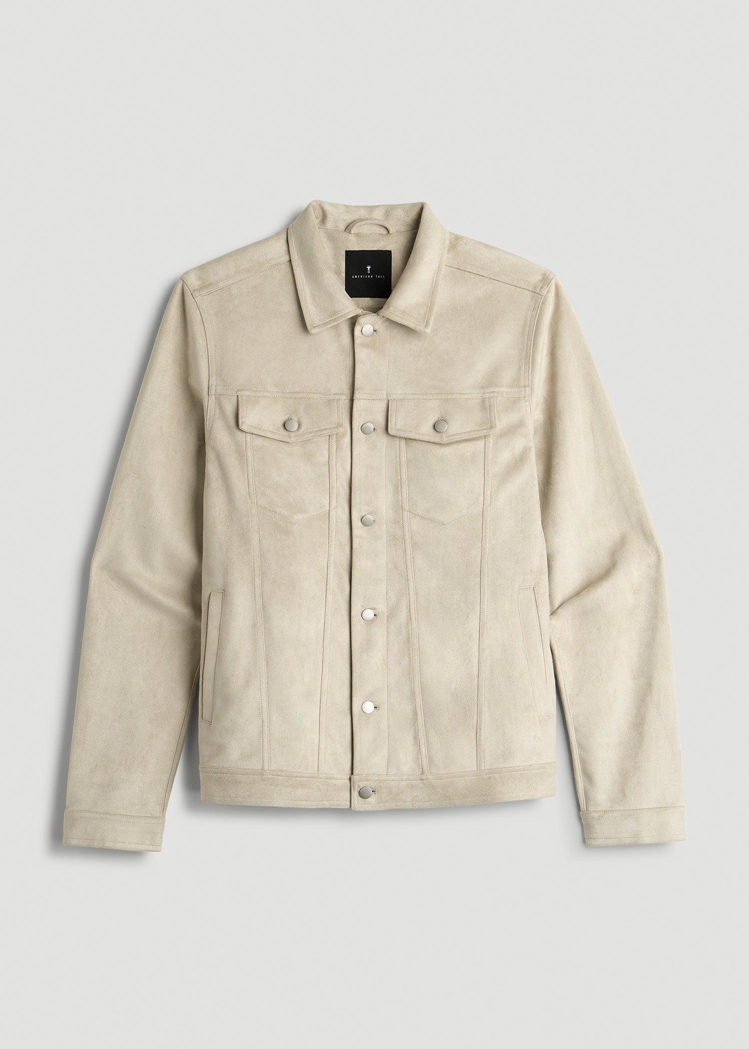 Faux Suede Trucker Jacket for Tall Men in Overcast Male Product Image