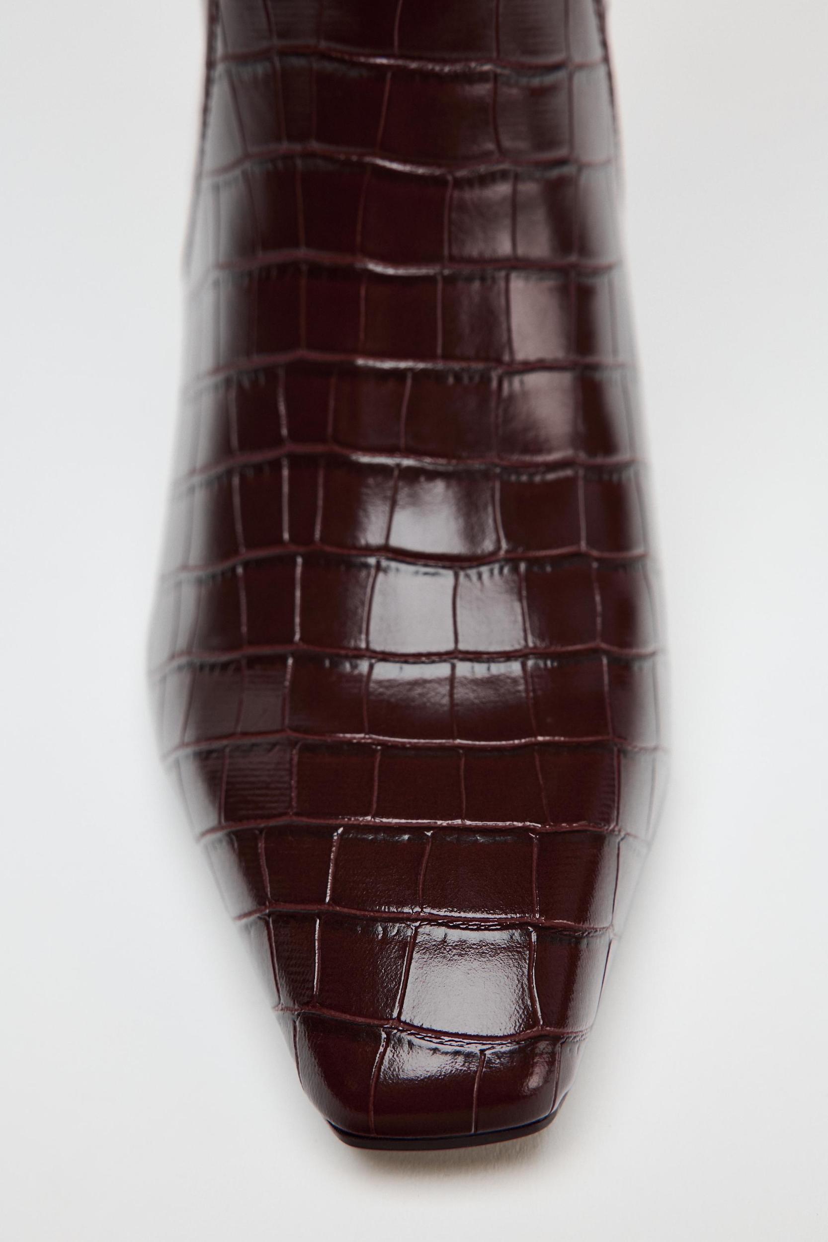 THIN HEEL EMBOSSED BOOTS Product Image