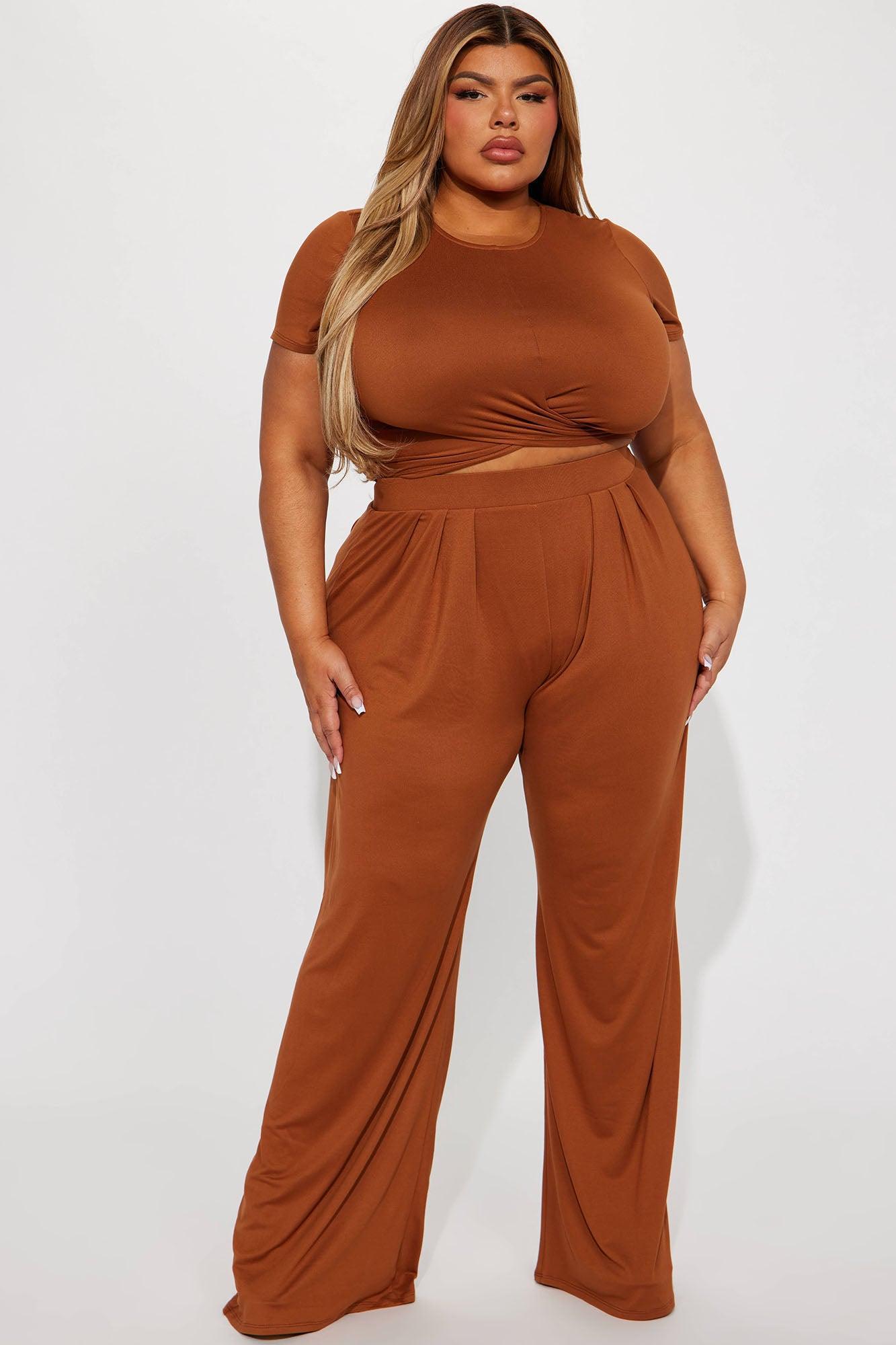 Casually Chic Wide Leg Pant Set - Mocha Product Image