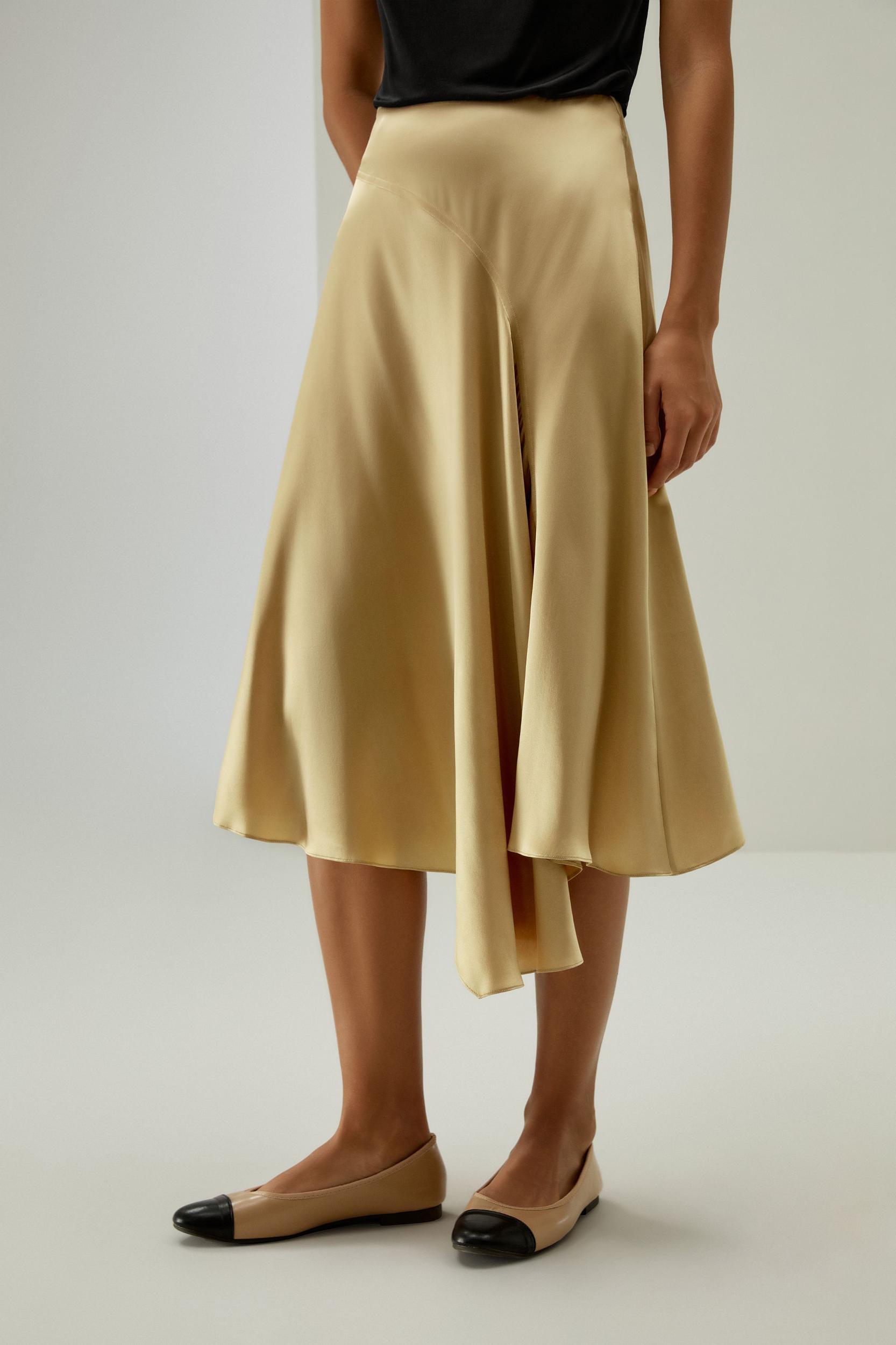 Asymmetrical Hem Silky Half-Skirt Product Image