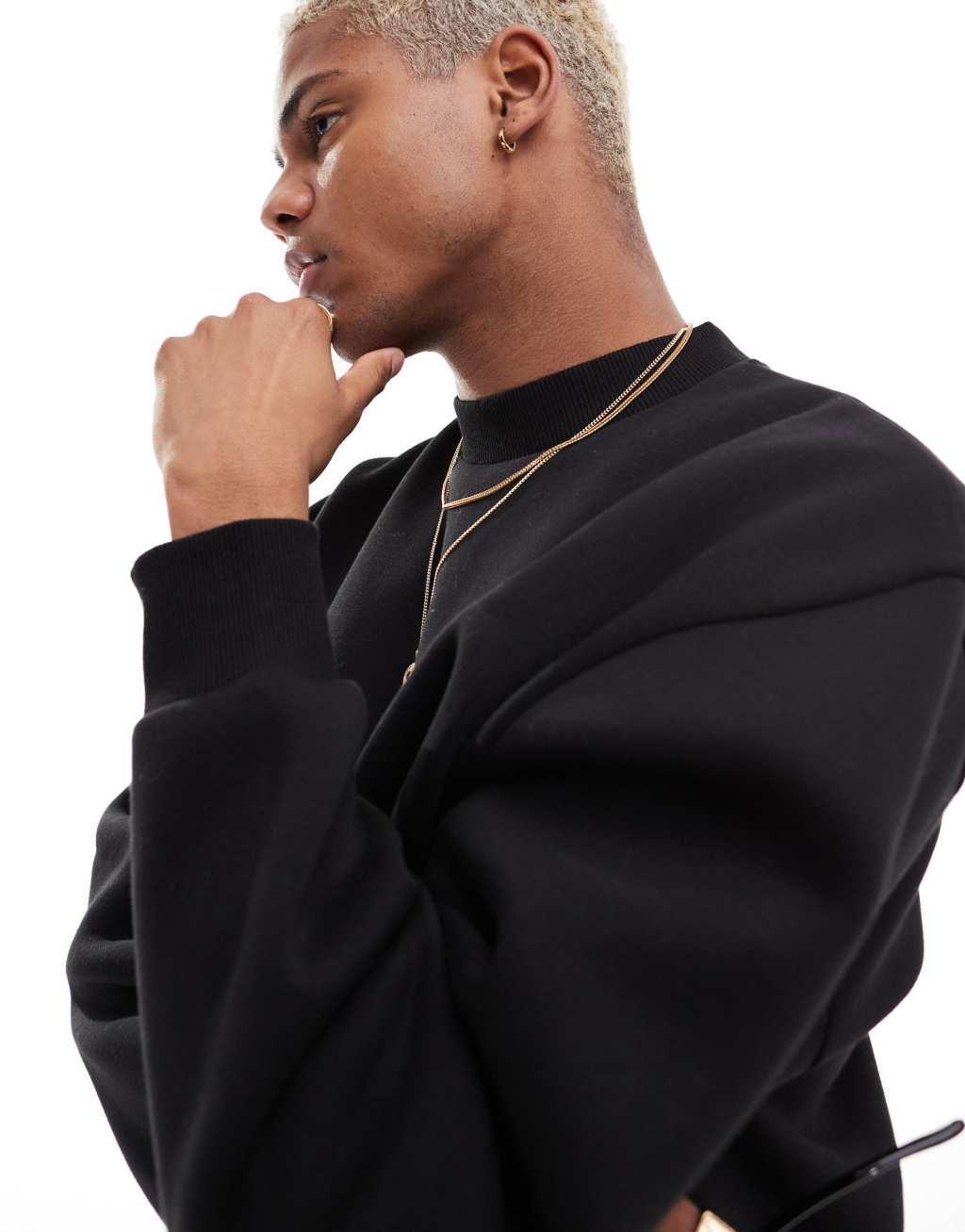ASOS DESIGN boxy oversized sweatshirt in black Product Image