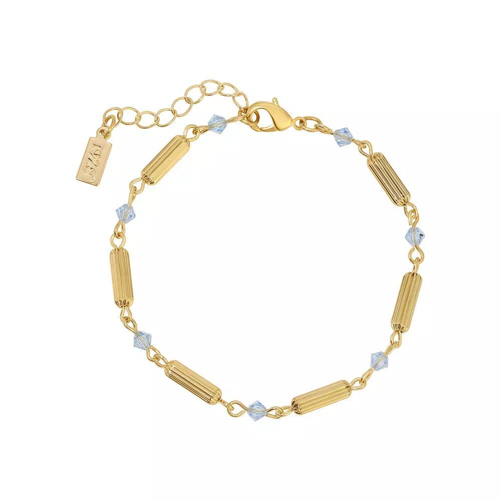 1928 Gold Tone Crystal Tube Bead Bracelet, Womens, Blue Product Image