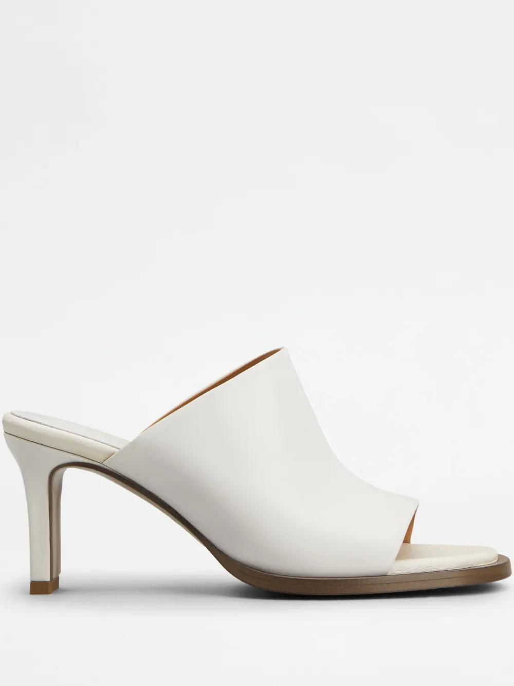TOD'S 75mm Leather Mules In White Product Image