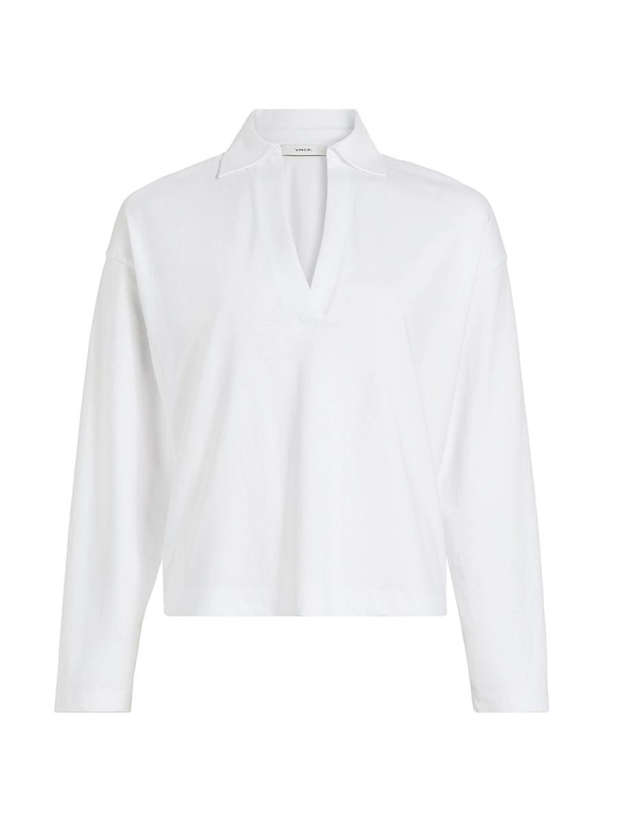 Womens Cotton Long-Sleeve Polo Top Product Image