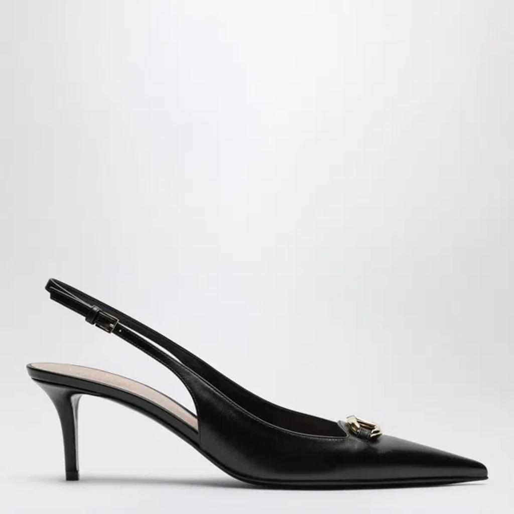 VALENTINO GARAVANI Leather Slingback With Vlogo Signature Detail In Black Product Image