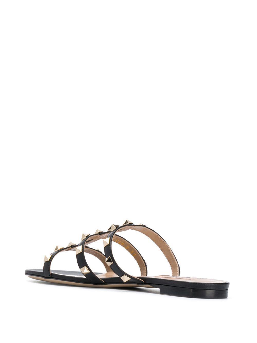 Rockstud flat leather sandals Product Image