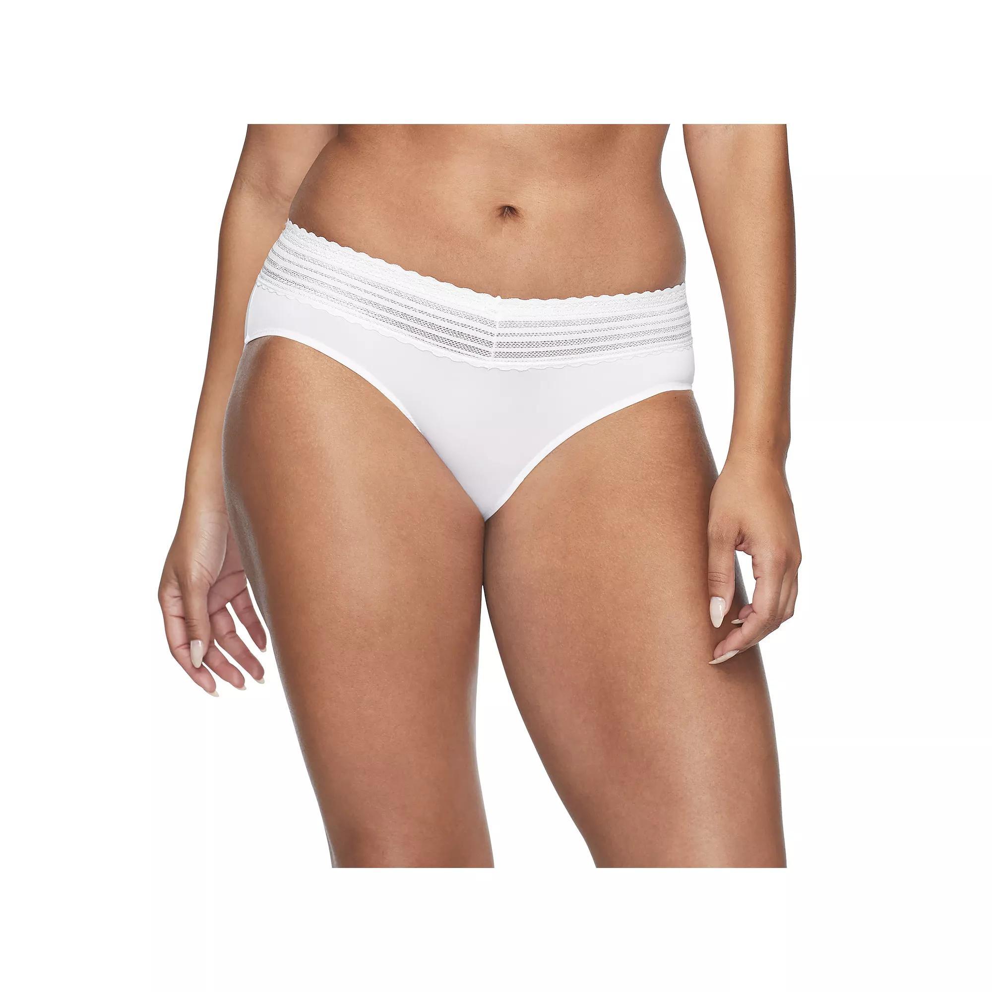 Warners No Pinching, No Problems® Dig-Free Comfort Waist with Lace Microfiber Hipster 5609J, Women's, Size: Large, White Product Image