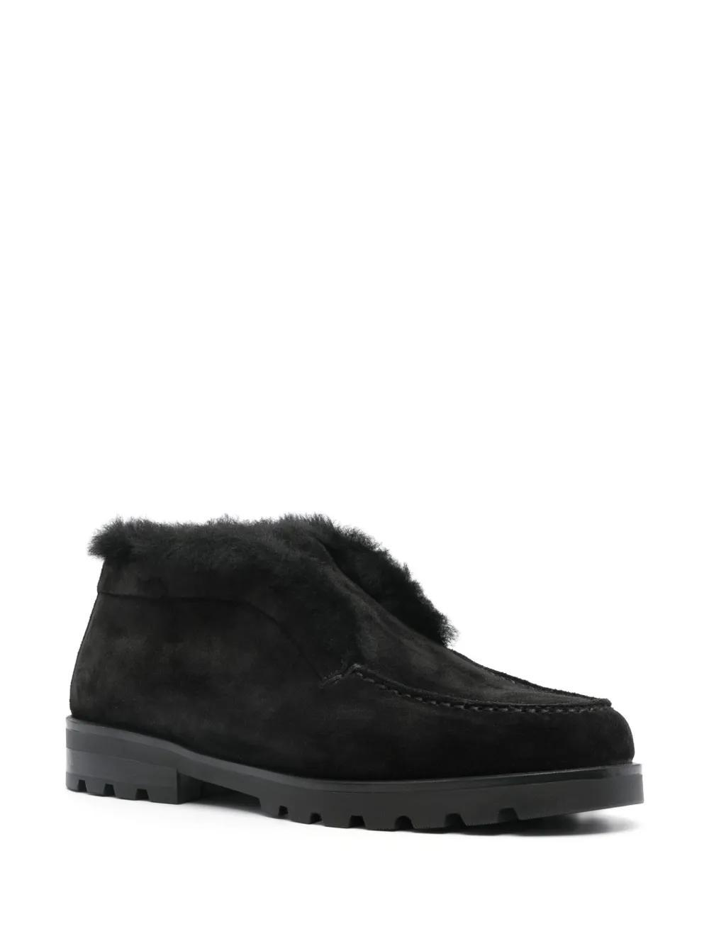SANTONI Slip-on Shearling Loafers In Black Product Image