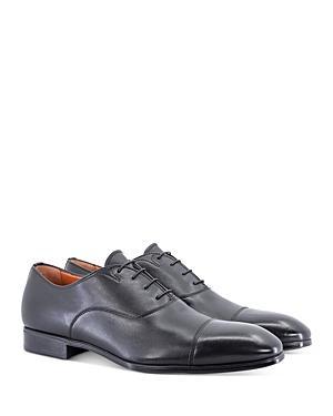 Mens Burnished Leather Cap-Toe Lace-Up Shoes Product Image