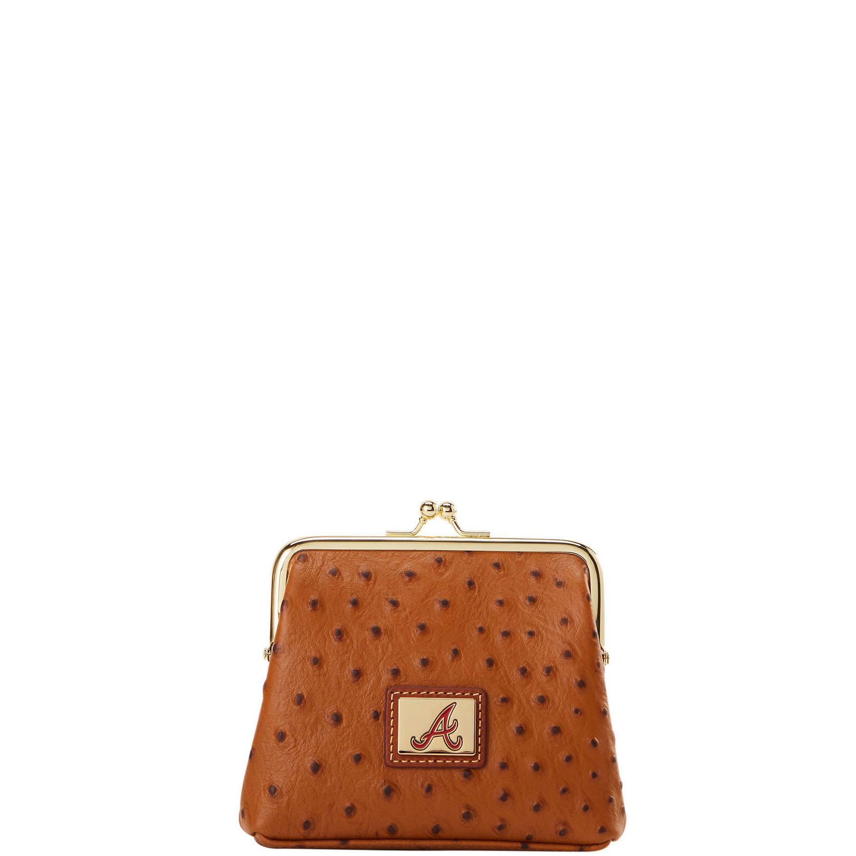 Dooney & Bourke Womens MLB Braves Large Framed Purse in Caramel, Coated Cotton Product Image
