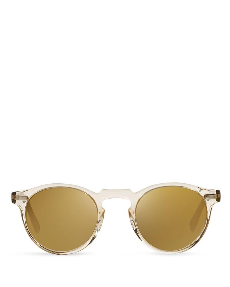 Gregory Peck Round Plastic Sunglasses, Clear/Tortoise Product Image
