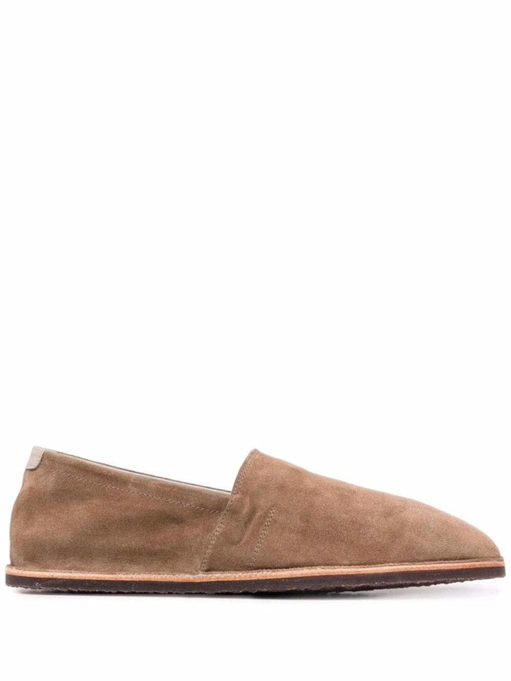 BRUNELLO CUCINELLI Almond-toe Suede Loafers In Brown Product Image