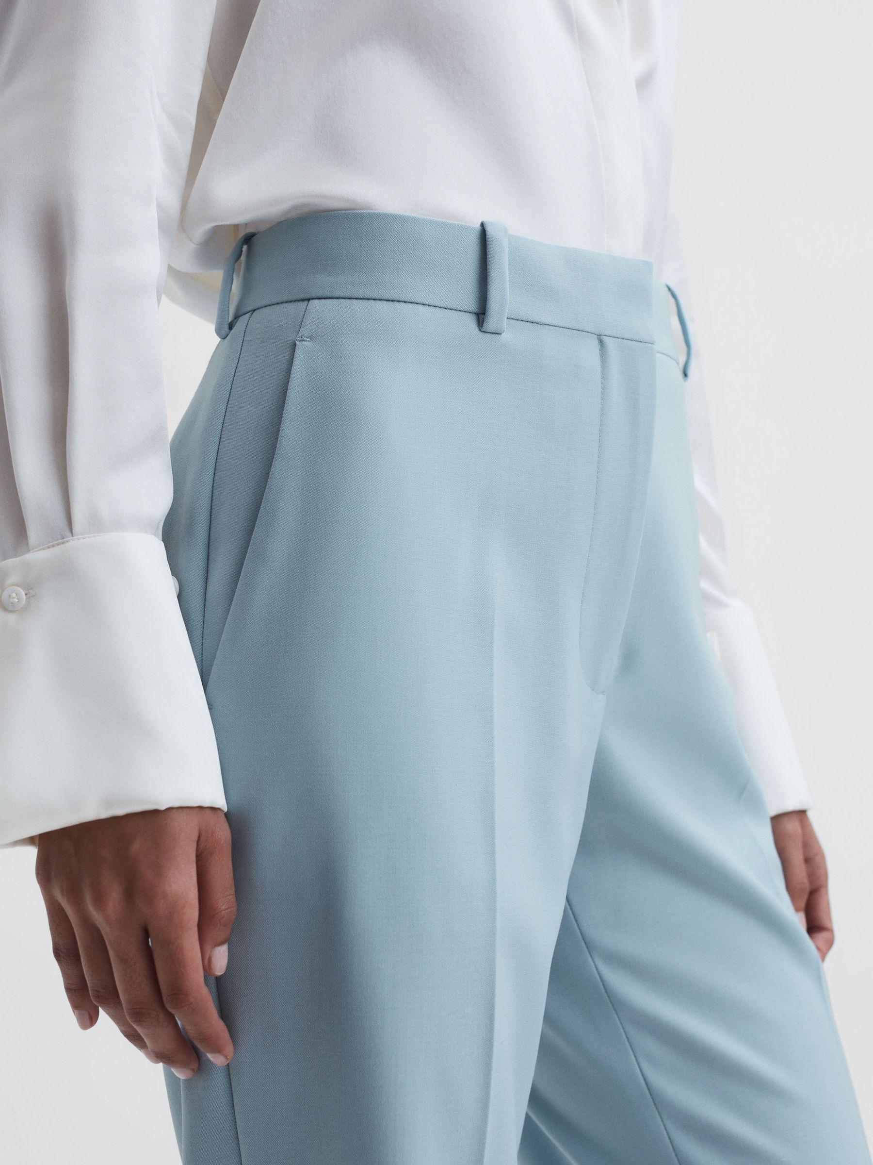 Wide Leg Wool Blend Trousers in Blue Product Image