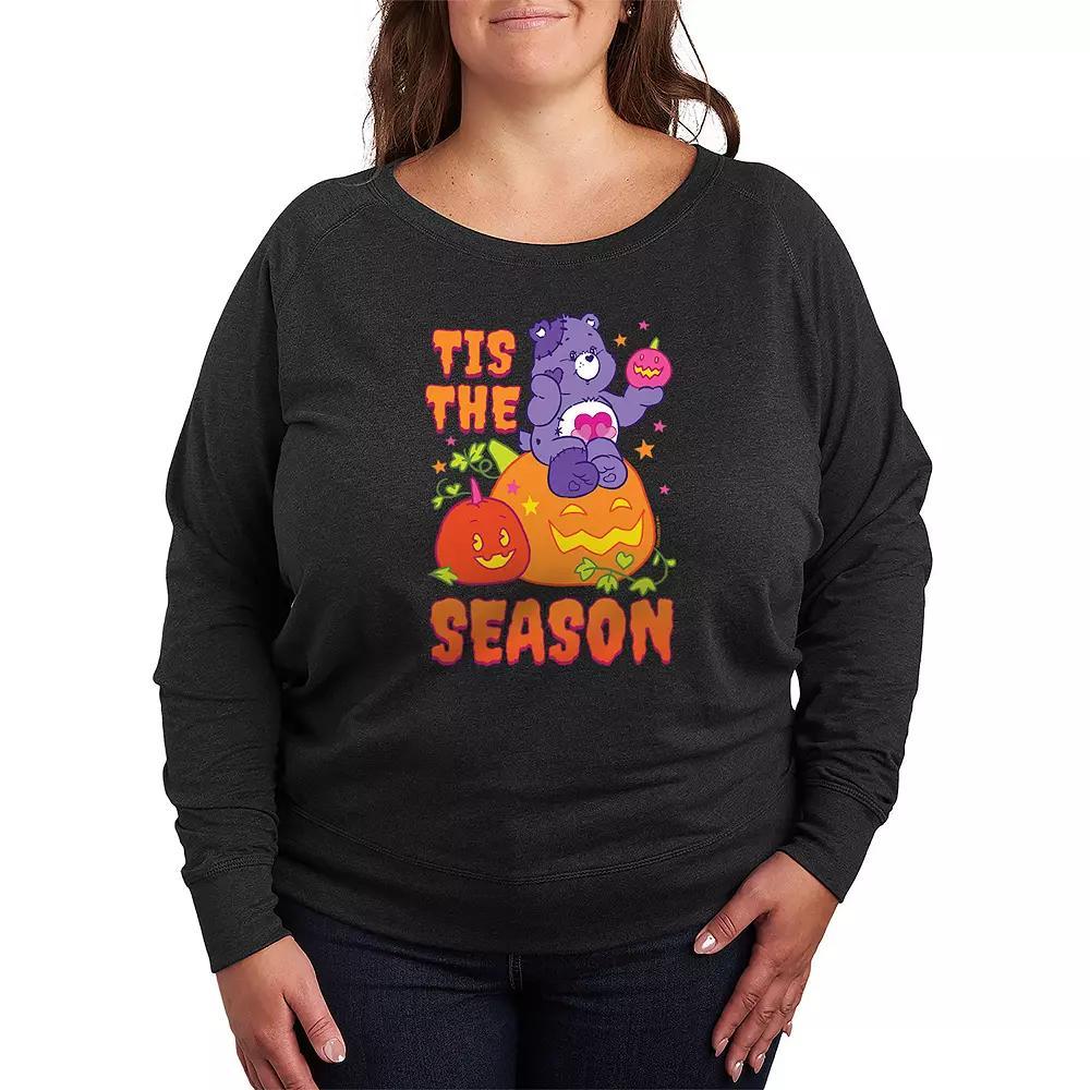 Plus Size Care Bears Halloween Tis The Season French Terry Long Sleeve Tee, Womens Grey Green Product Image