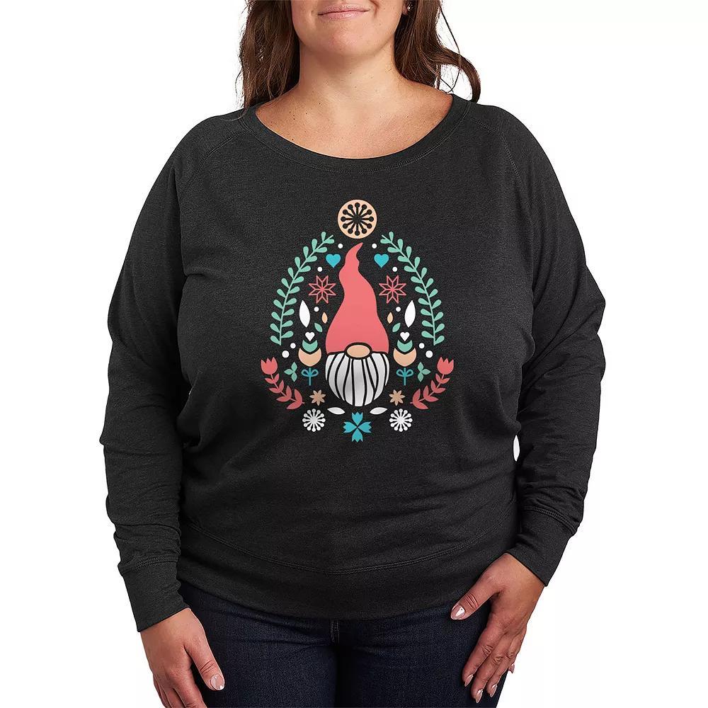 Plus Size Scandinavian Gnome French Terry Long Sleeve Tee, Womens Heather Grey Product Image