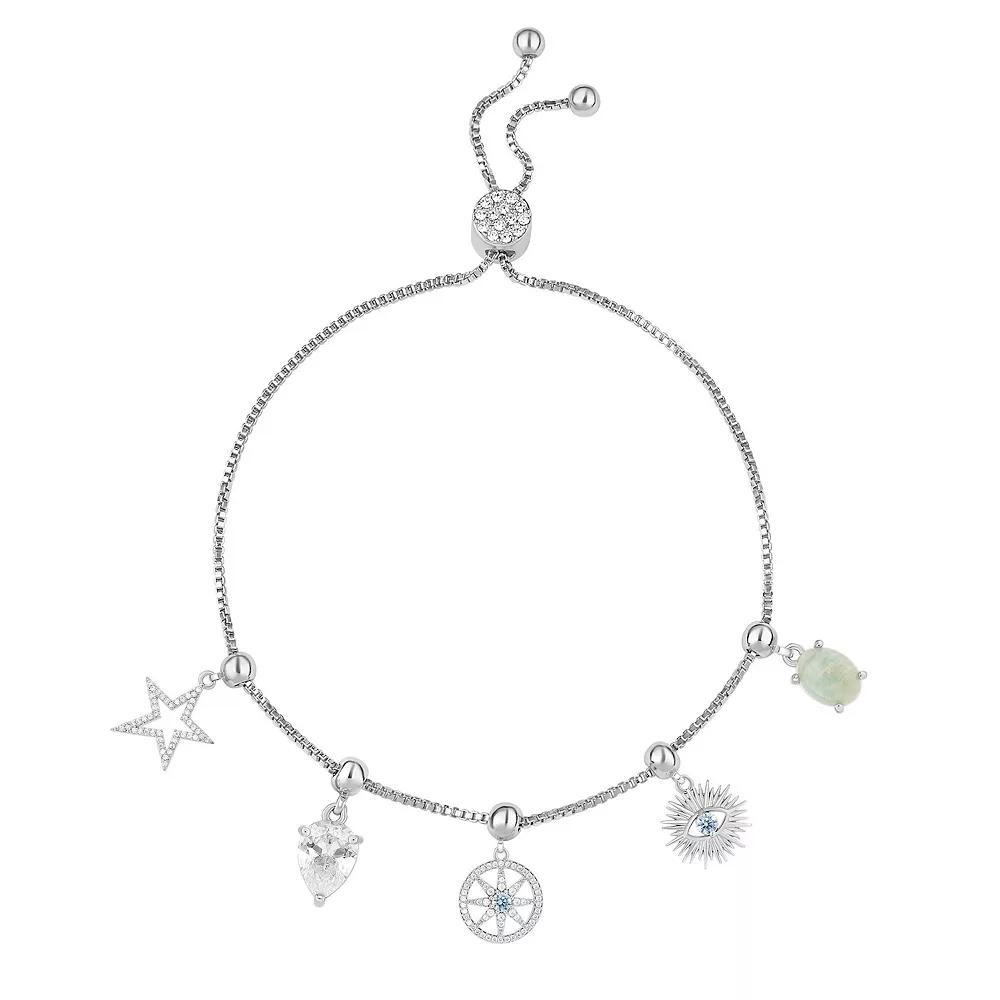 Brilliance Silver Plated Charm Bracelet, Women's, Size: 8", Silver Tone Teamcolor Product Image