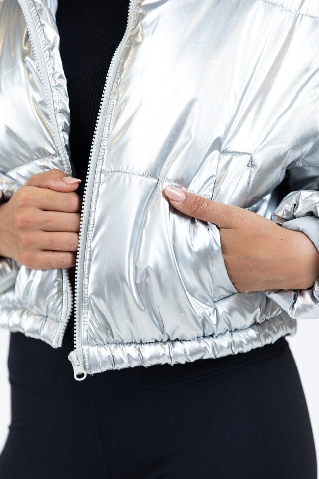 Keep Me Warm Silver Chrome Puffer Jacket FINAL SALE Product Image