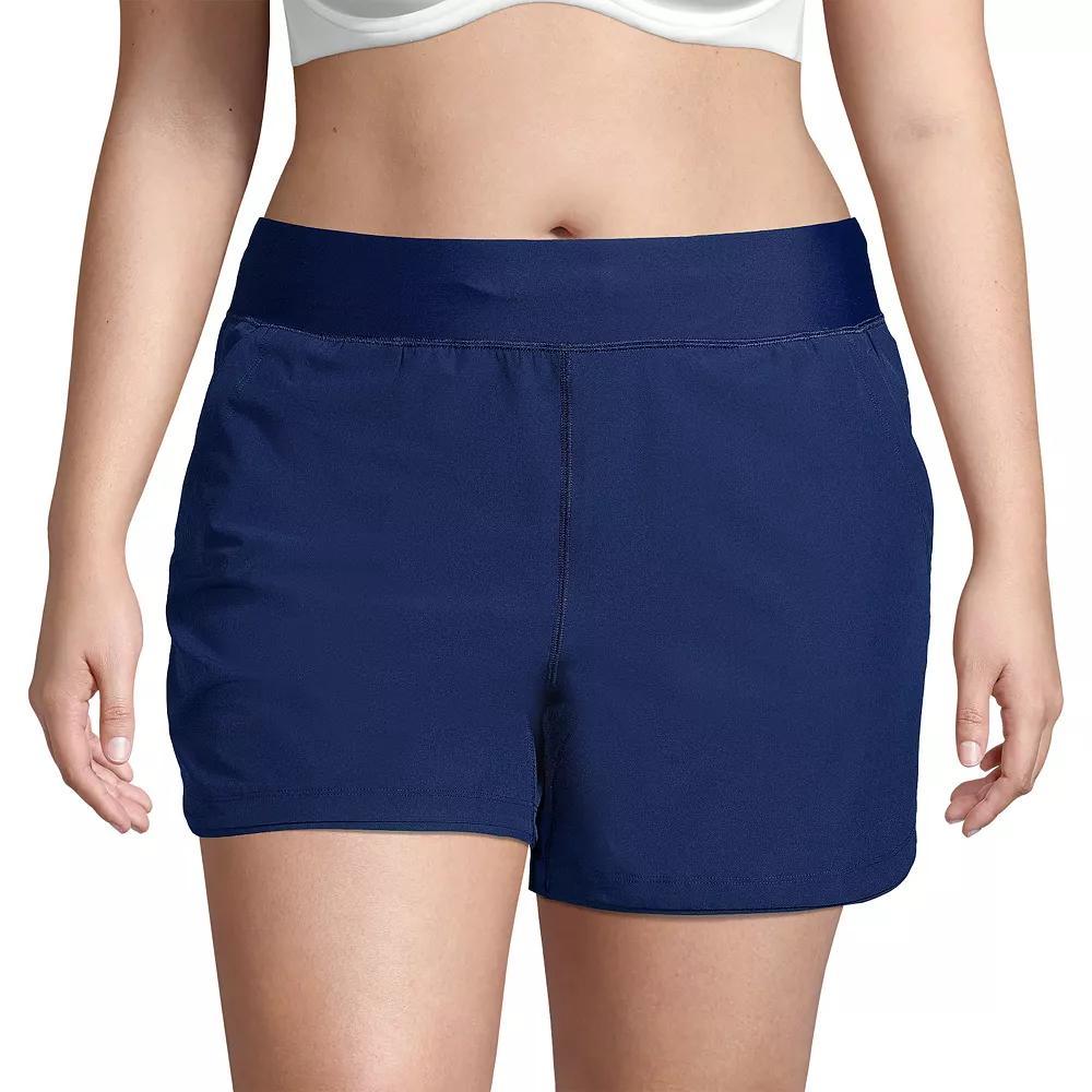 Plus Size Lands' End 5" Quick Dry Swim Shorts With Panty, Women's, Size: 22 W, Deep  Blue Product Image