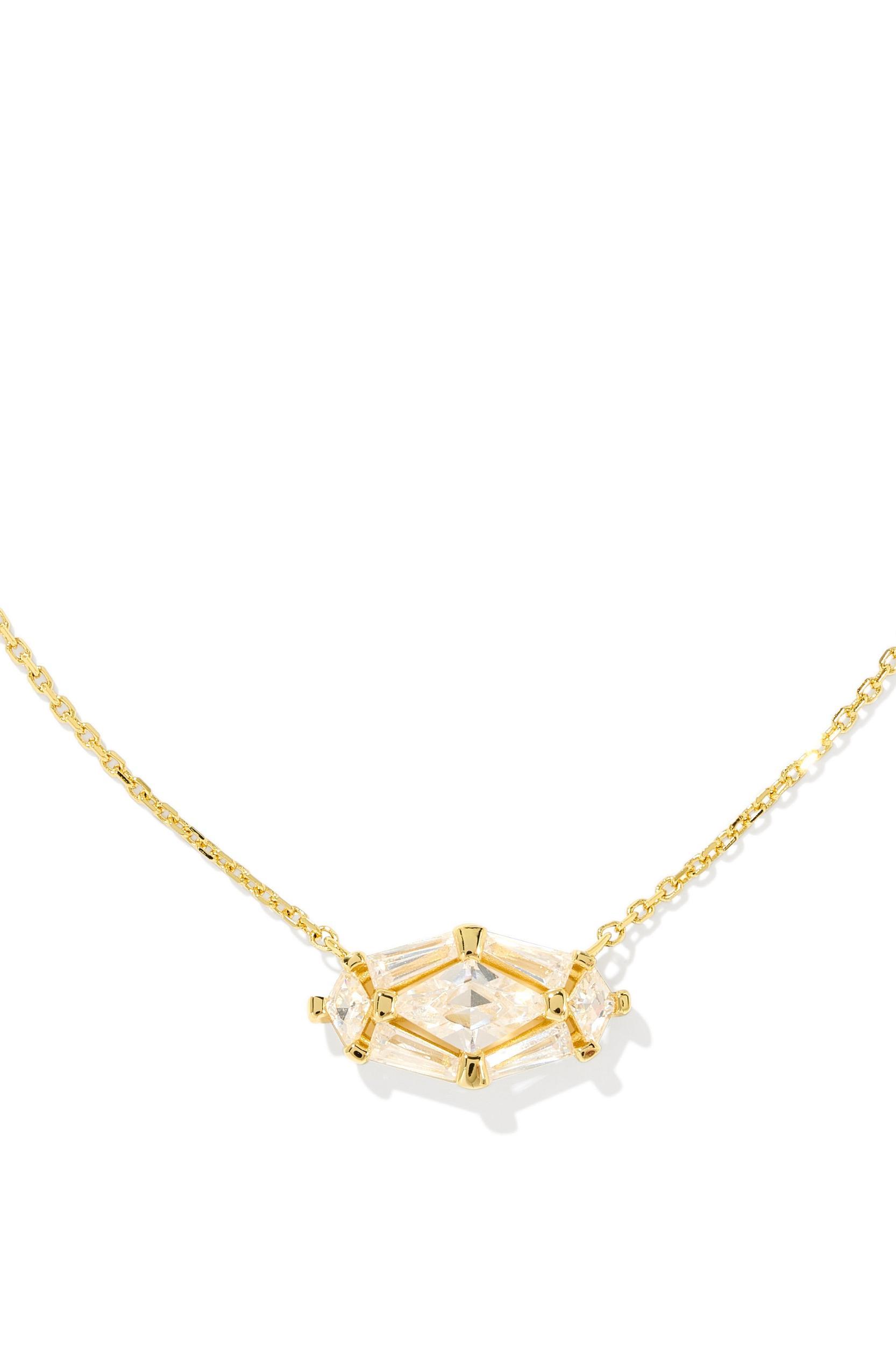 Lindy Rae Elisa Gold Short Pendant Necklace White Crystal Product Image