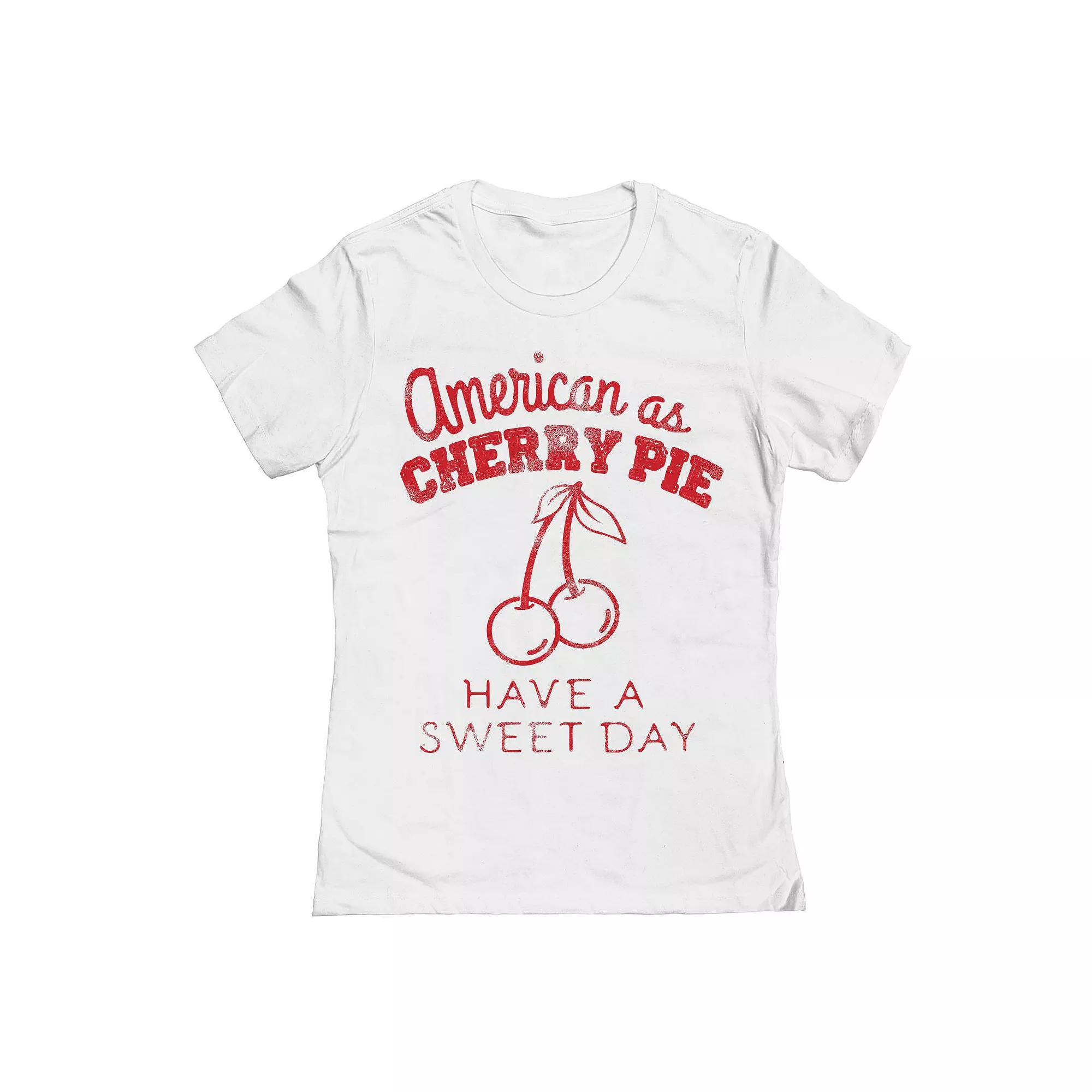 Junior's Grayson Threads by Tai Apparel American As Cherry Pie Sweet Graphic Tee, Women's, Size: XL, White Product Image