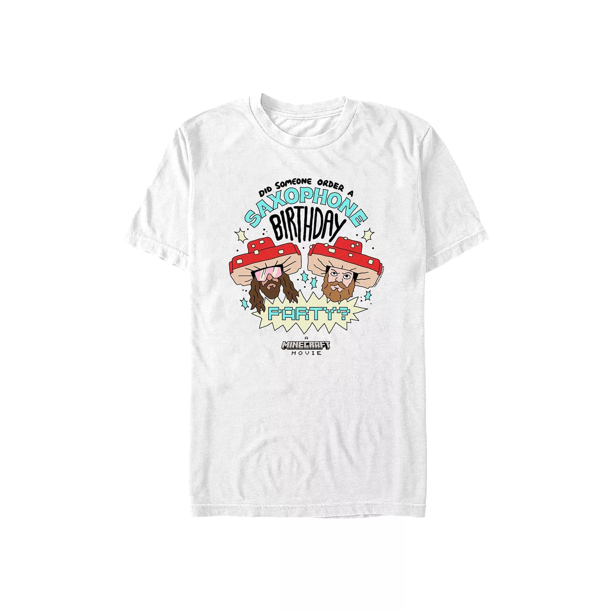 Men's Minecraft Saxophone Birthday Party Graphic Tee, Size: Medium, White Product Image