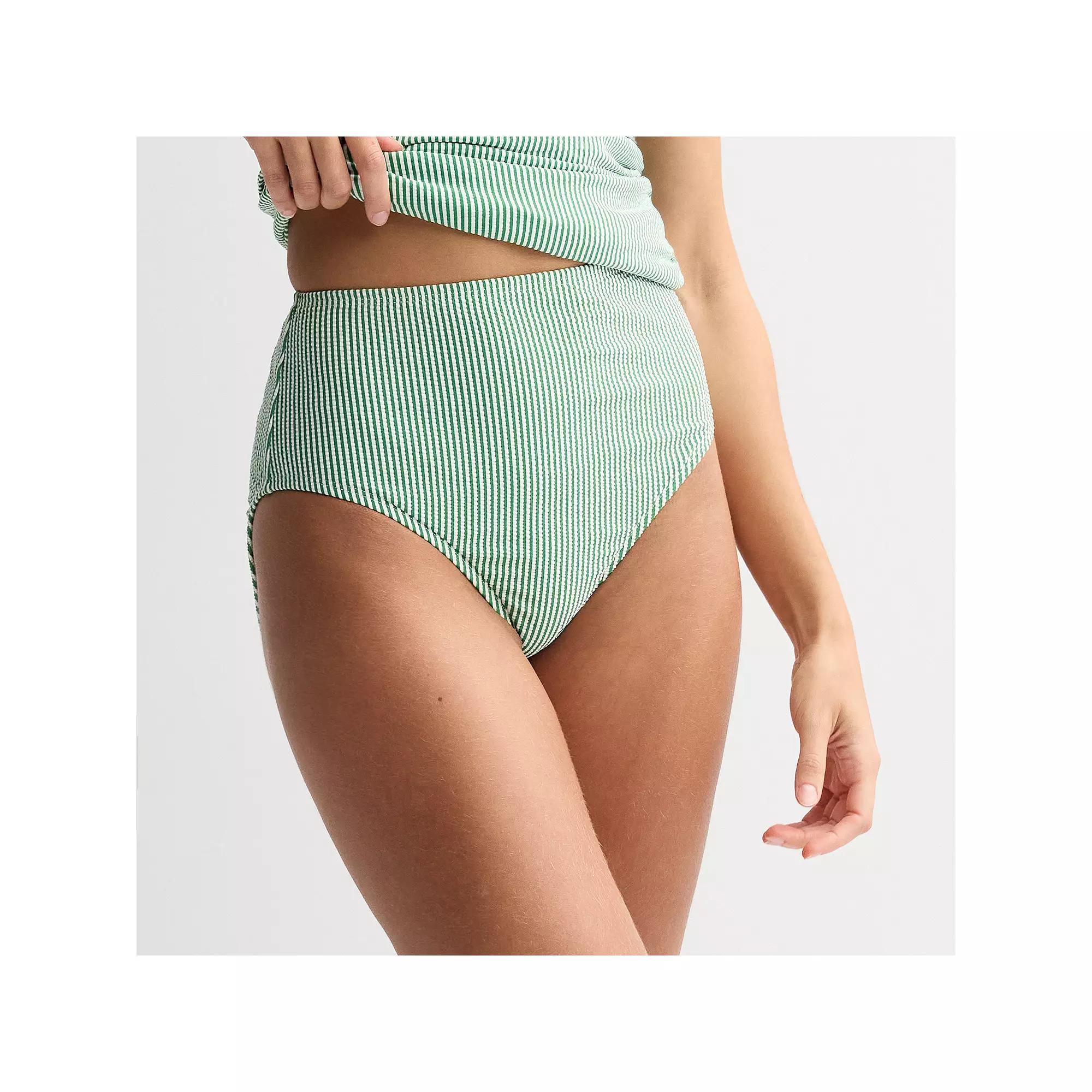 Women's Draper James Striped High-Waist Swim Bottoms, Size: XL, Green Product Image