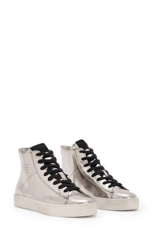Allsaints Womens Tana Metallic Lace Up High Top Sneakers Product Image