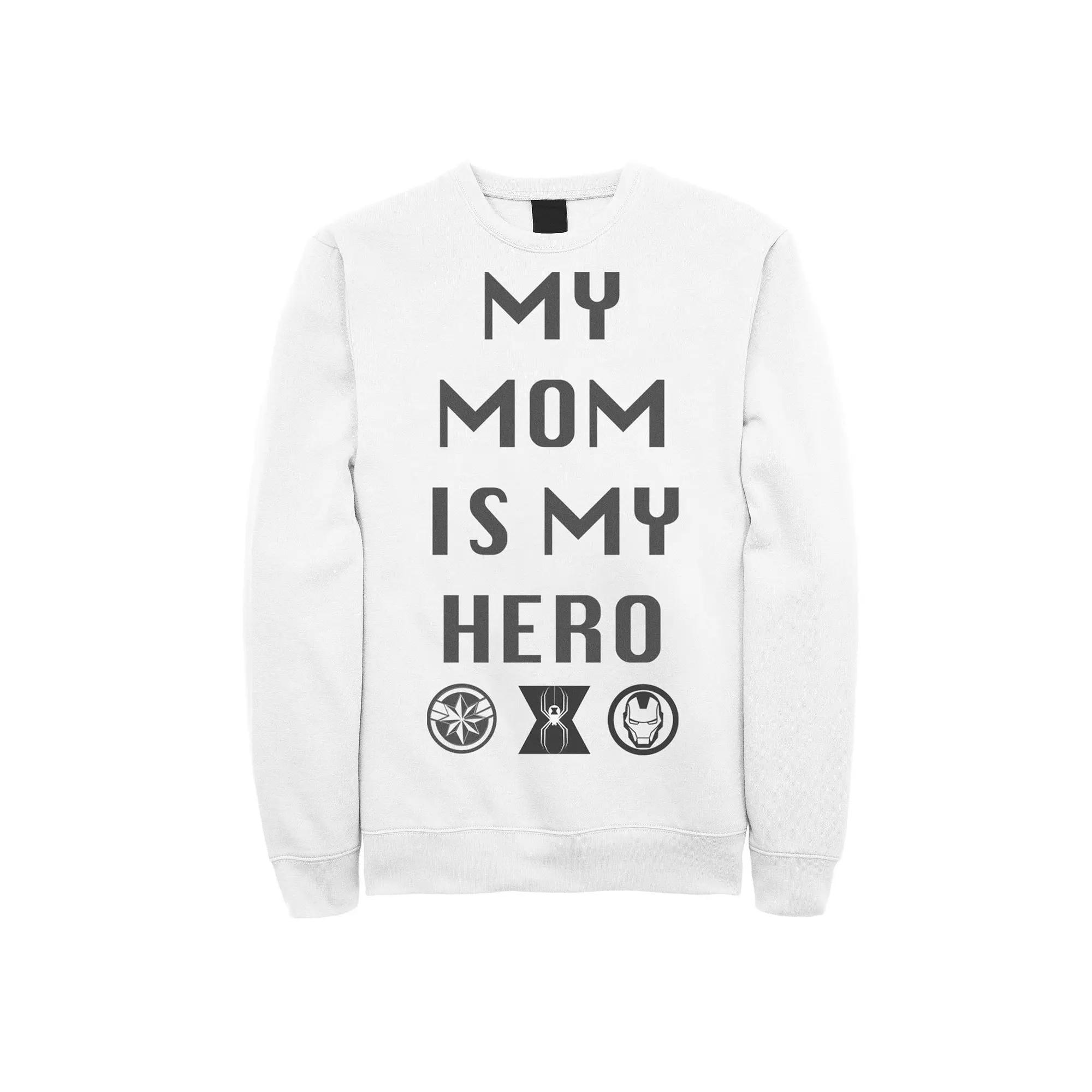 Men's Marvel Mom Is My Hero Logo Sweatshirt, Size: Small, White Product Image