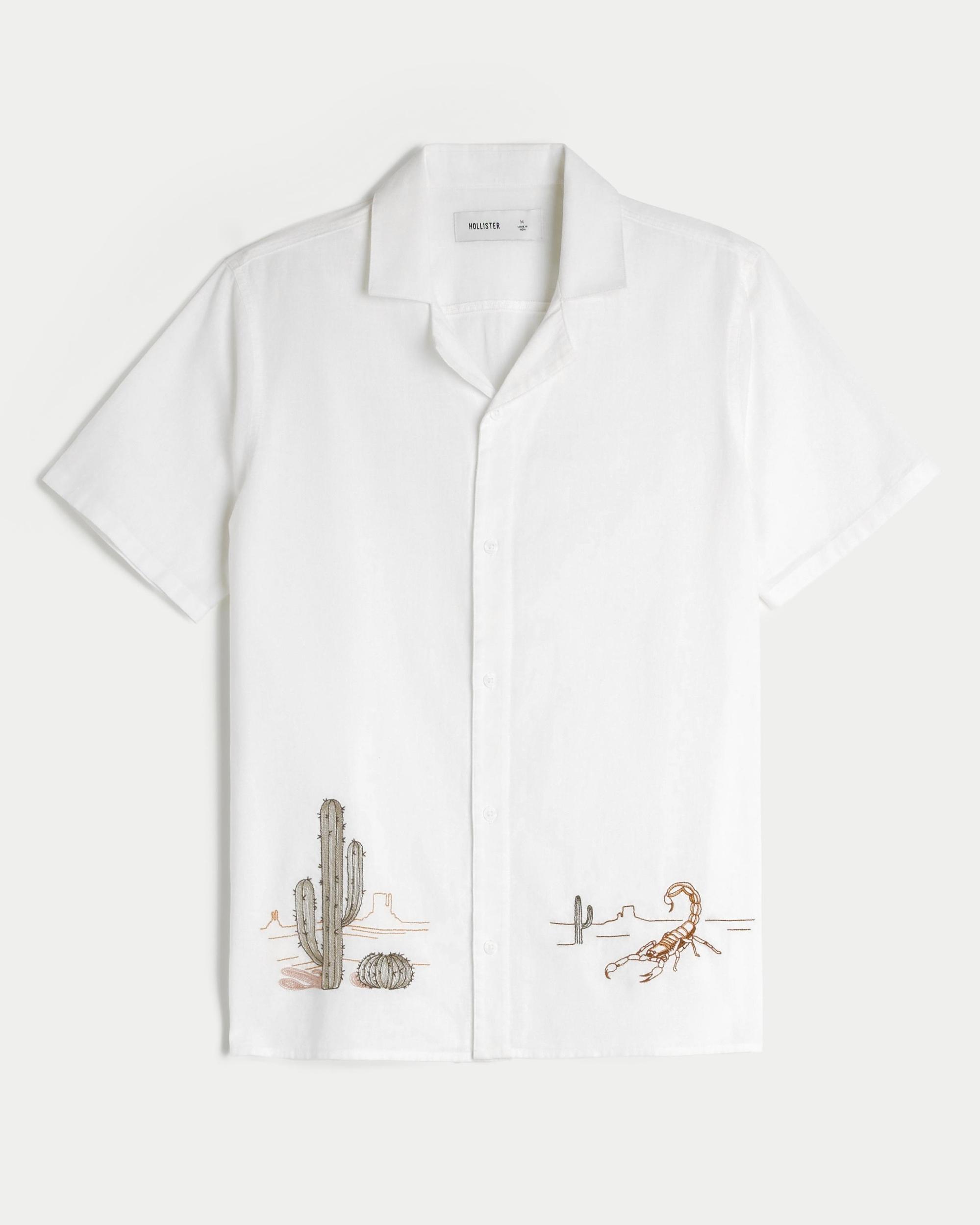 Relaxed Short-Sleeve Embroidered Western Graphic Shirt Product Image