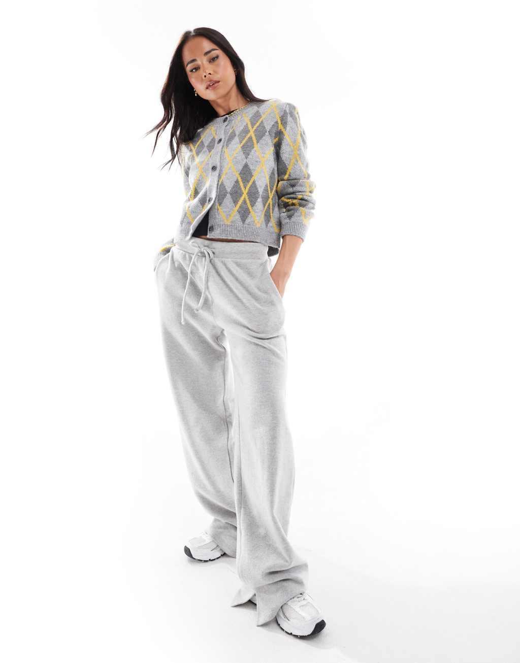 Miss Selfridge crew neck argyle cardigan Product Image
