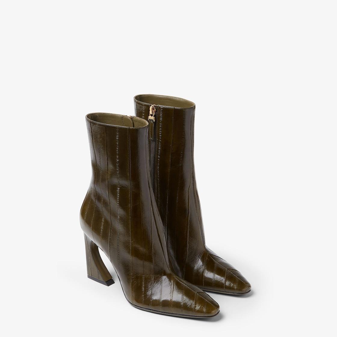 Fendi Arco Green hagfish leather ankle boots Product Image