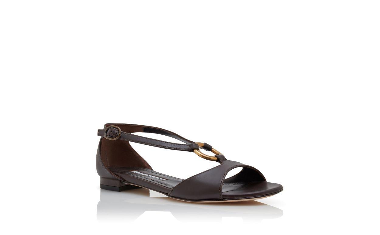 THEODO Black Calf Leather Flat Sandals Product Image