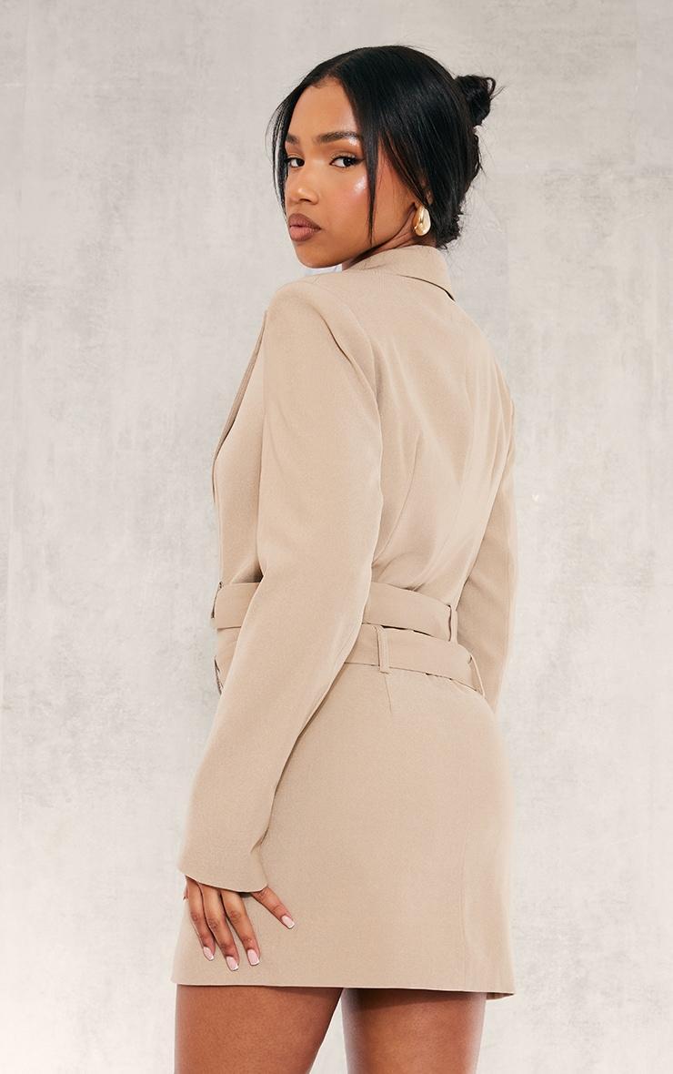 Stone Tailored Woven Double Belted Blazer Dress Product Image