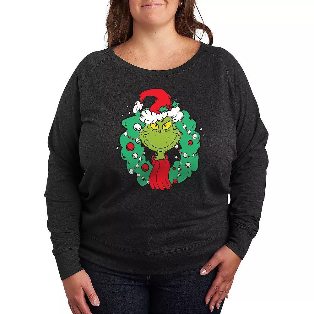 Plus Size Pokemon Sparkle Badges French Terry Long Sleeve Tee, Womens Heather Grey Product Image