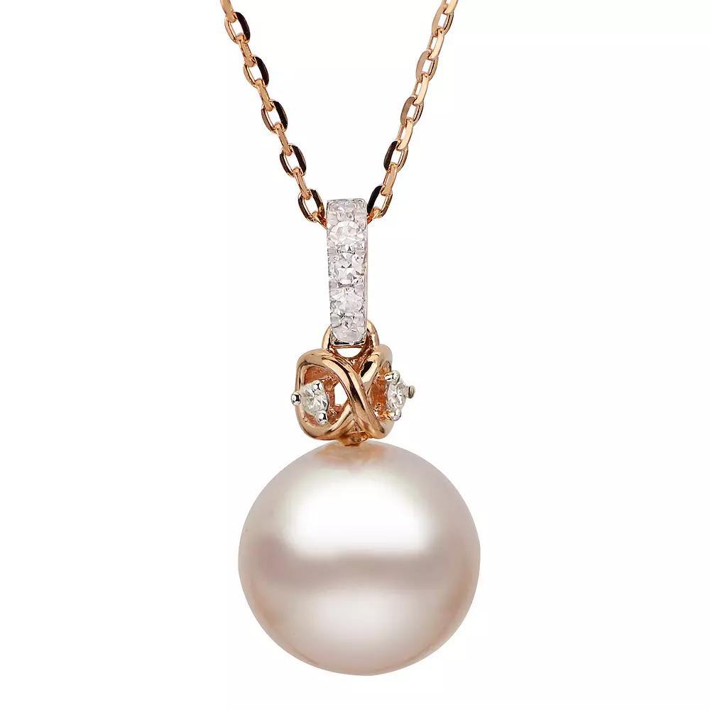 PearLustre by Imperial 10k Rose Gold Pink Freshwater Cultured Pearl & Diamond Accent Pendant Necklace, Womens Product Image