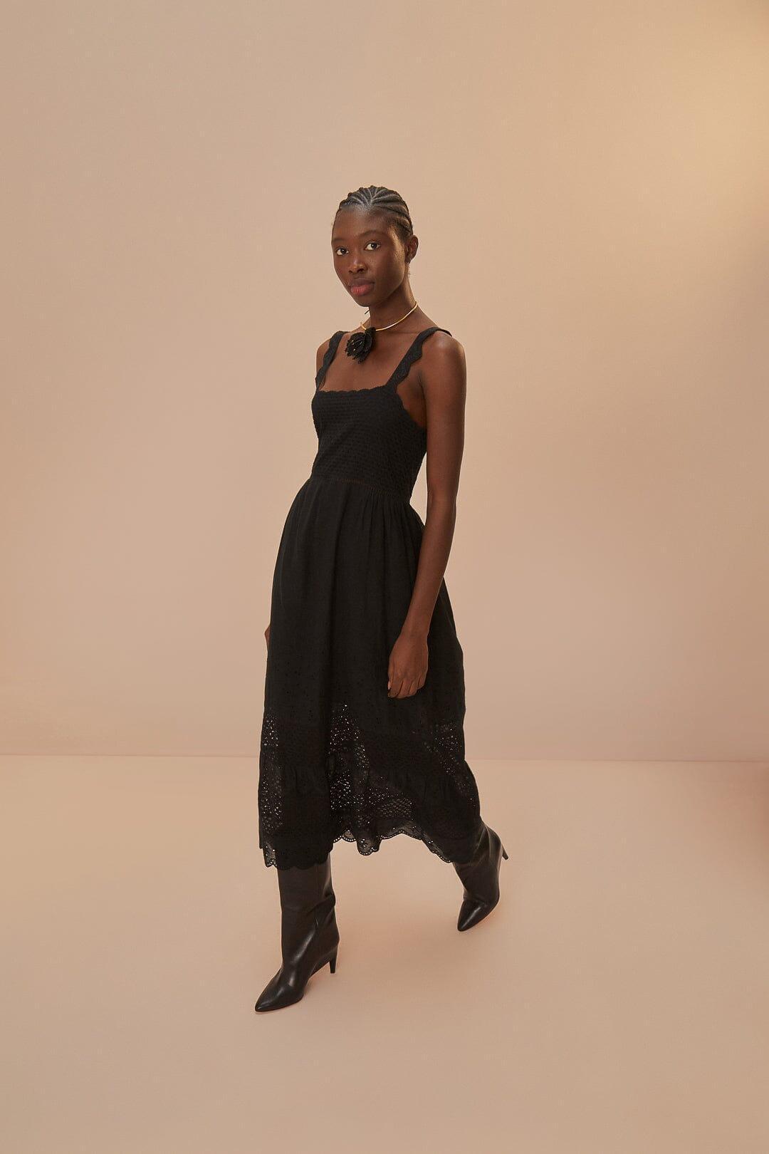 Black Lace Crochet Dress, BLACK / XXS Product Image