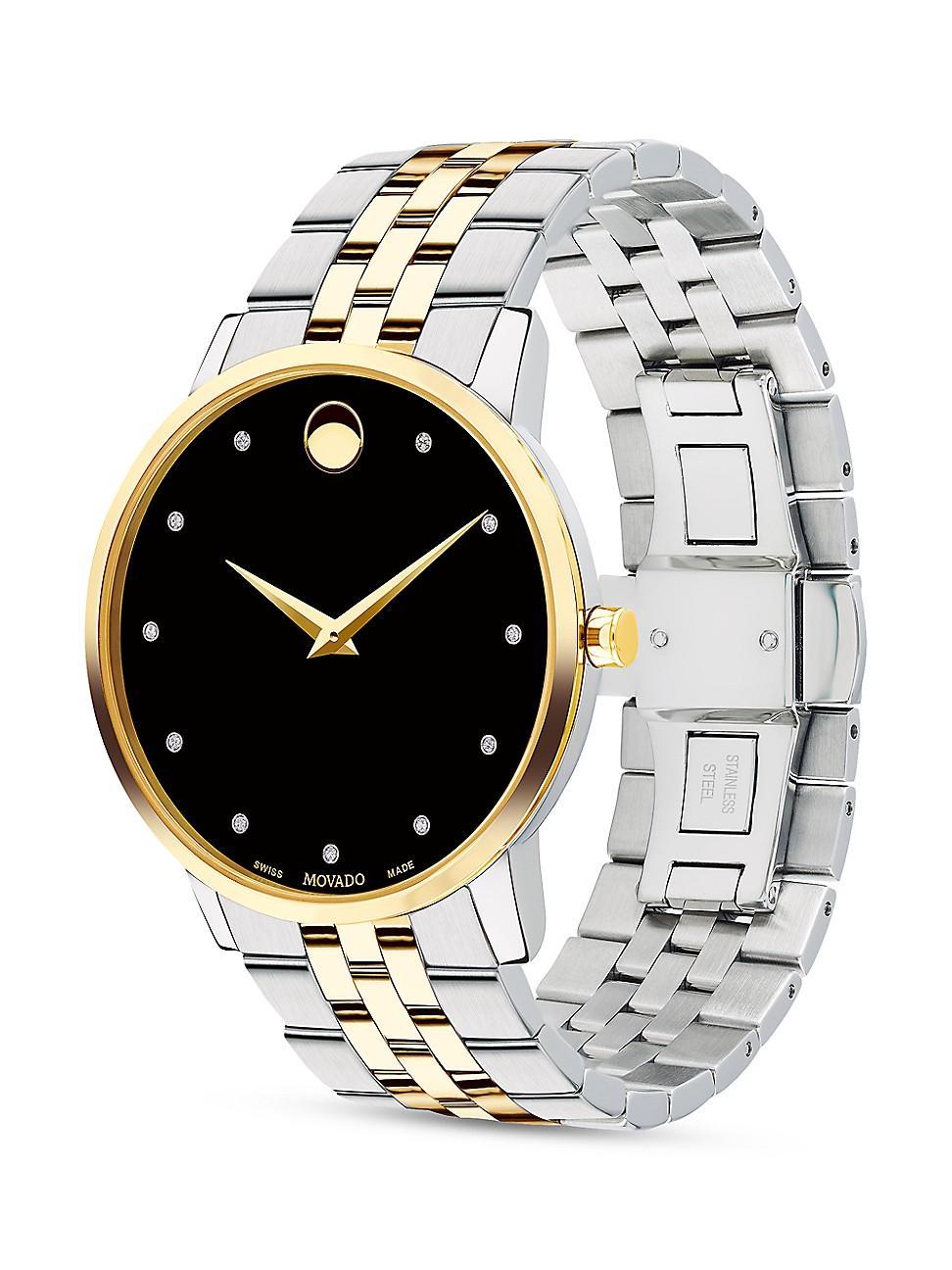 Movado Museum Classic Two-Tone Diamond-Index Watch, 40mm Product Image