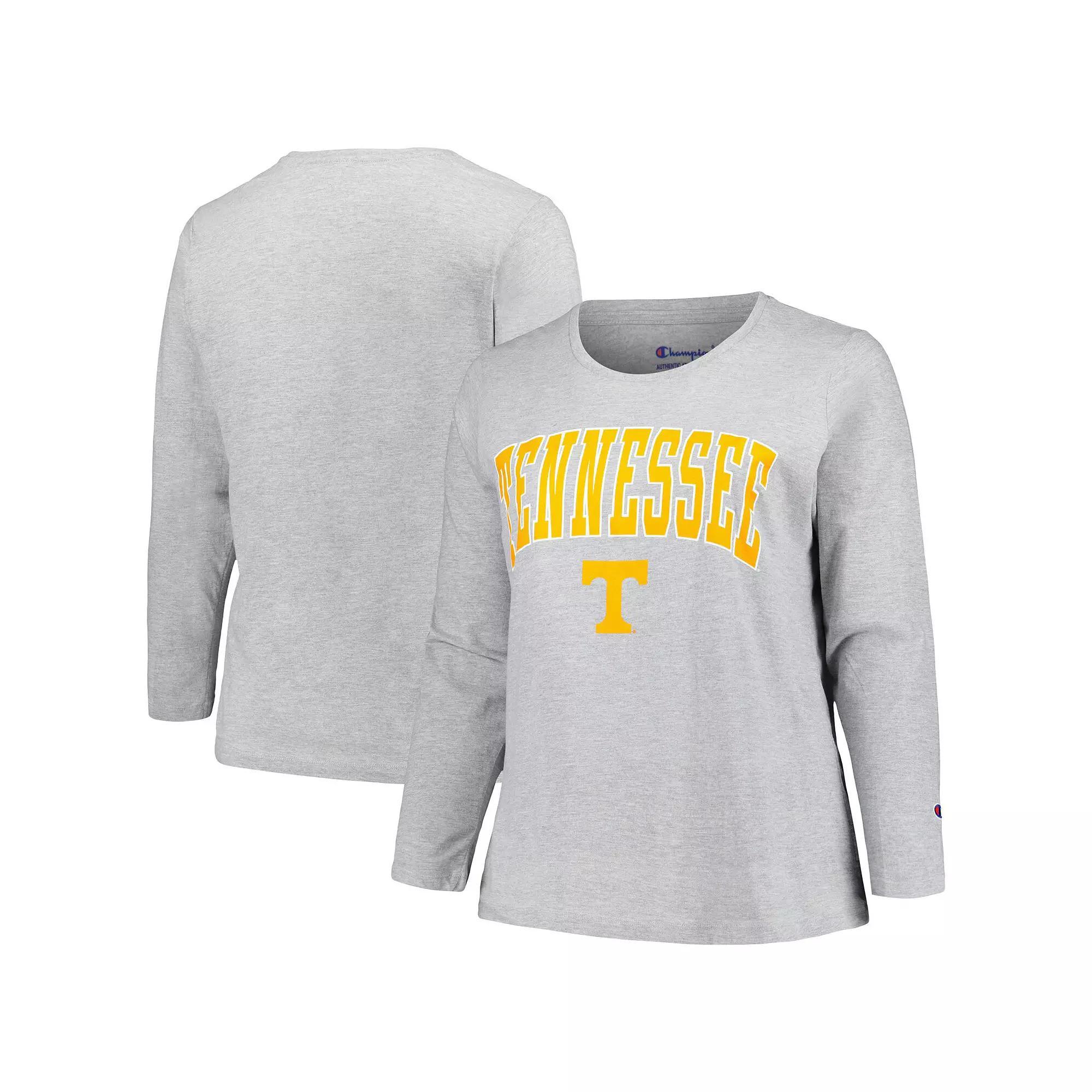 Women's Profile Gray Tennessee Volunteers Plus Size Arch Over Logo Scoop Neck Long Sleeve T-Shirt, Size: 2XL, Grey Product Image