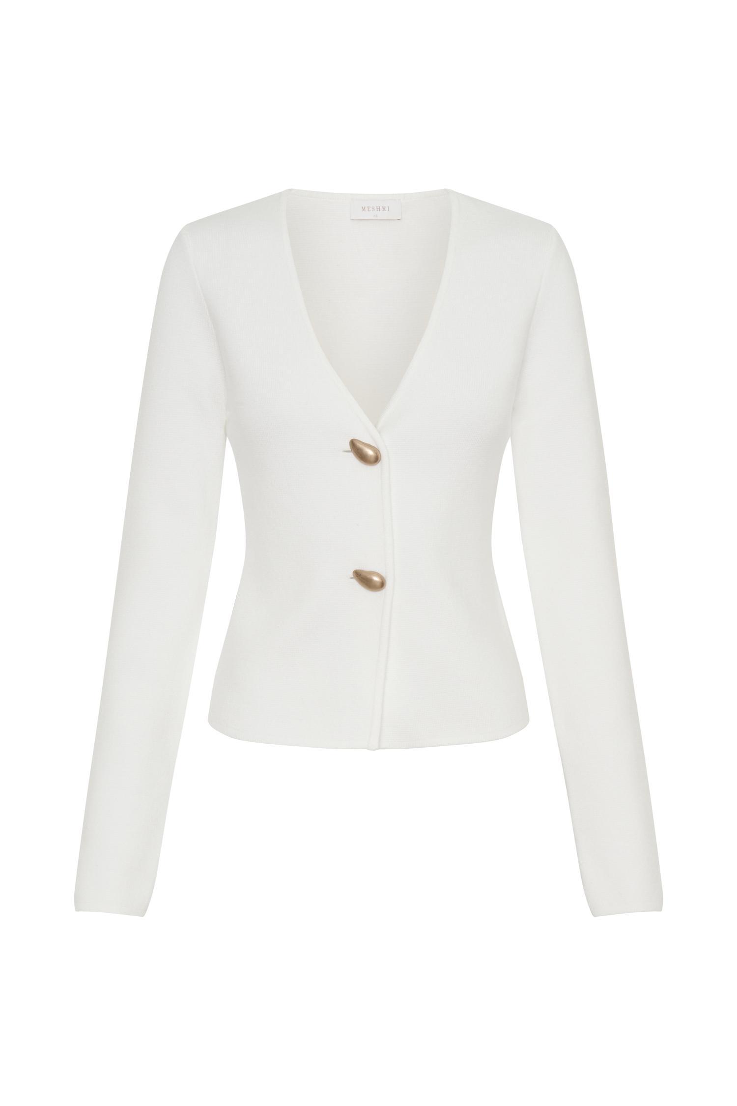 Veda Wide Sleeve Knit Cardigan - White Product Image