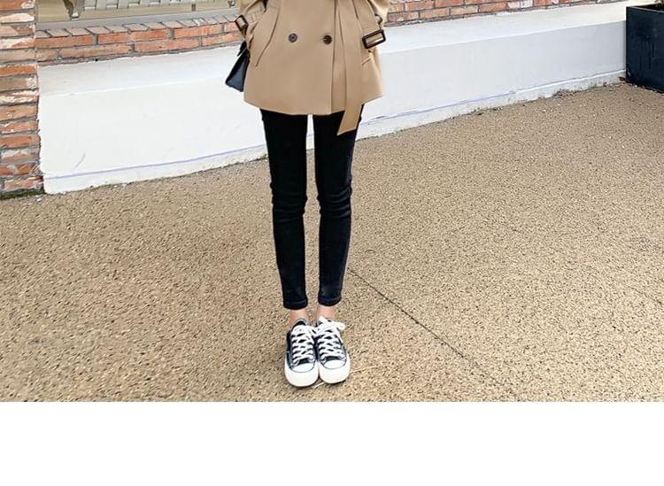 Collared Plain Double Breasted Trench Jacket Product Image