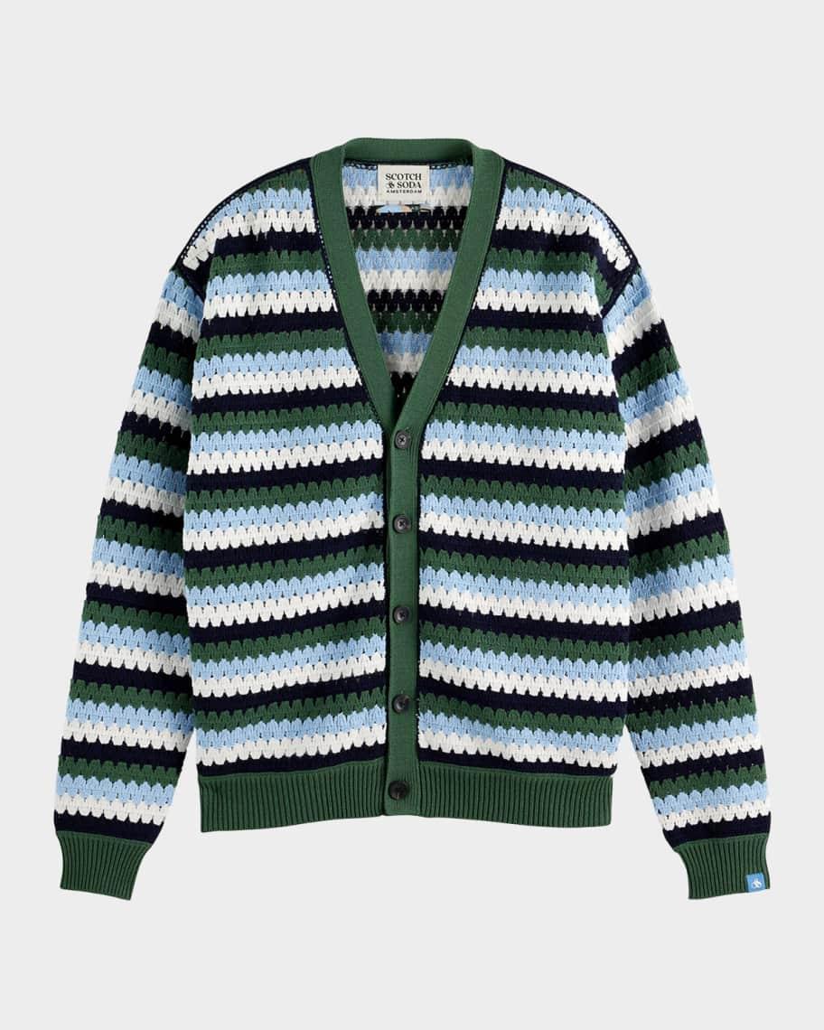 Mens Crochet Knit Cardigan Product Image