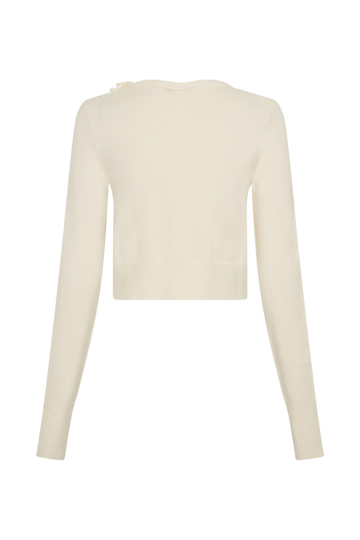 Gianna Knit Cardigan With Flowers - Cream Product Image