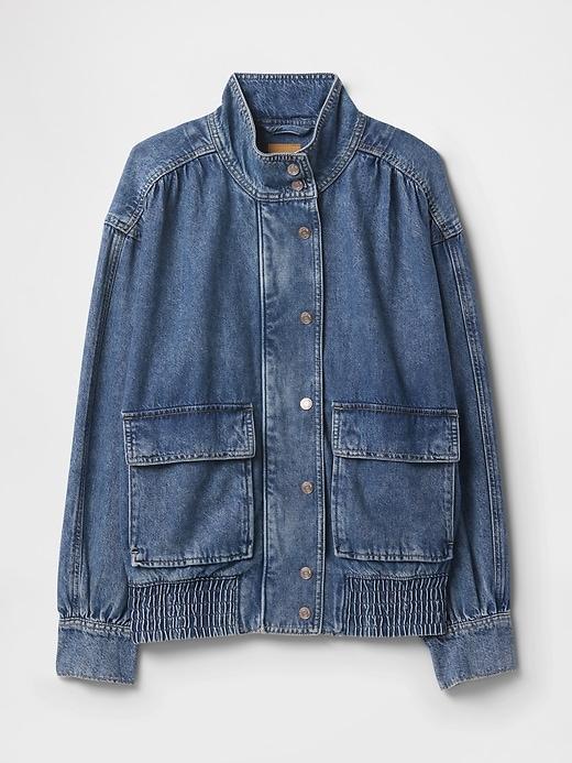 UltraSoft Denim Bomber Jacket Product Image